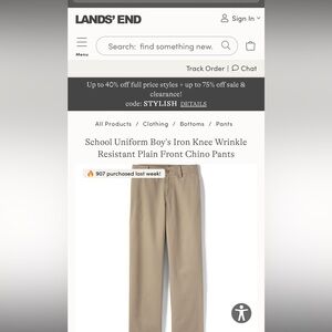 Lands End boys uniform pants in khaki